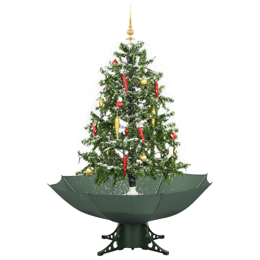Vidaxl Nevando el árbol de Navidad con paraguas de 140 cm verde
