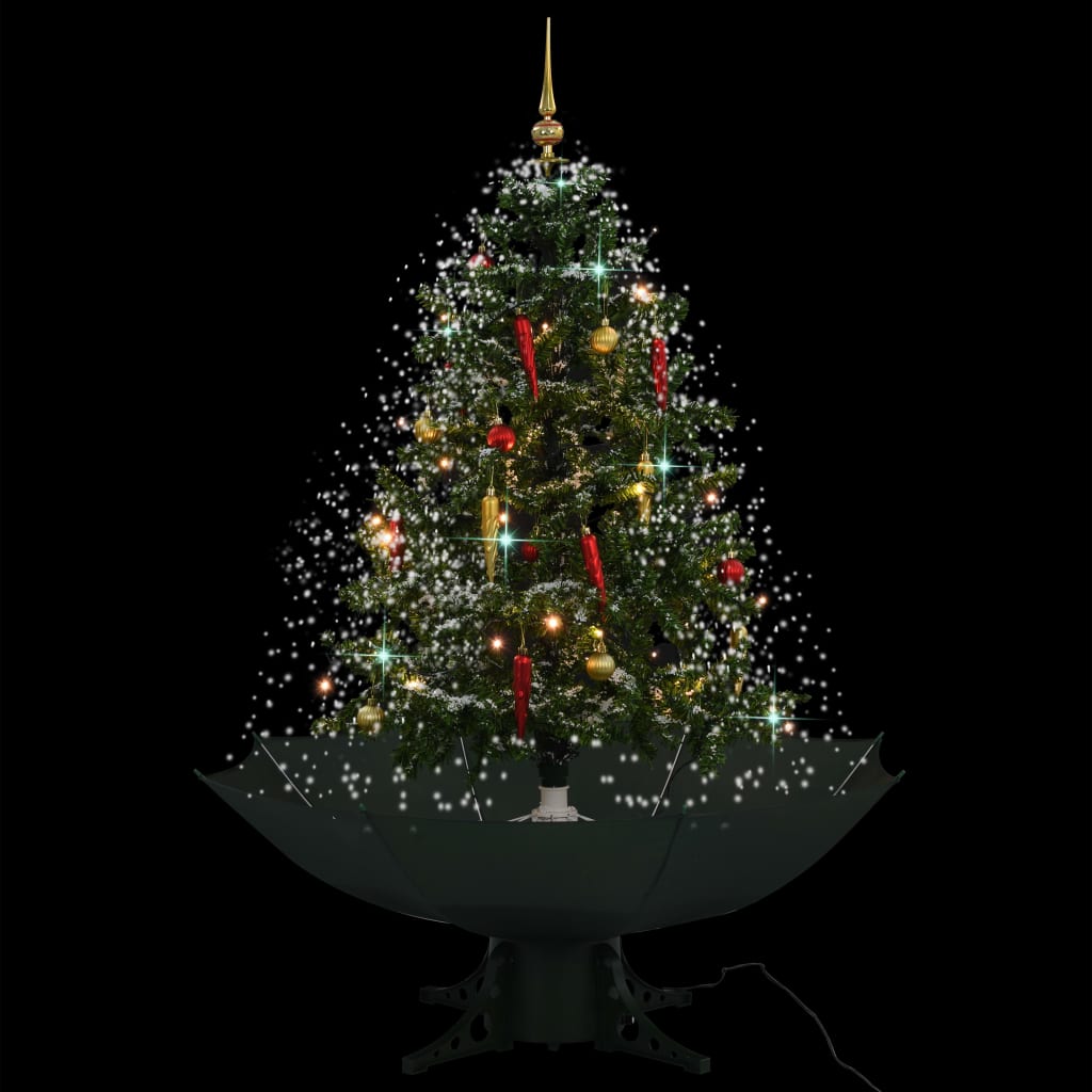 Vidaxl Nevando el árbol de Navidad con paraguas de 140 cm verde