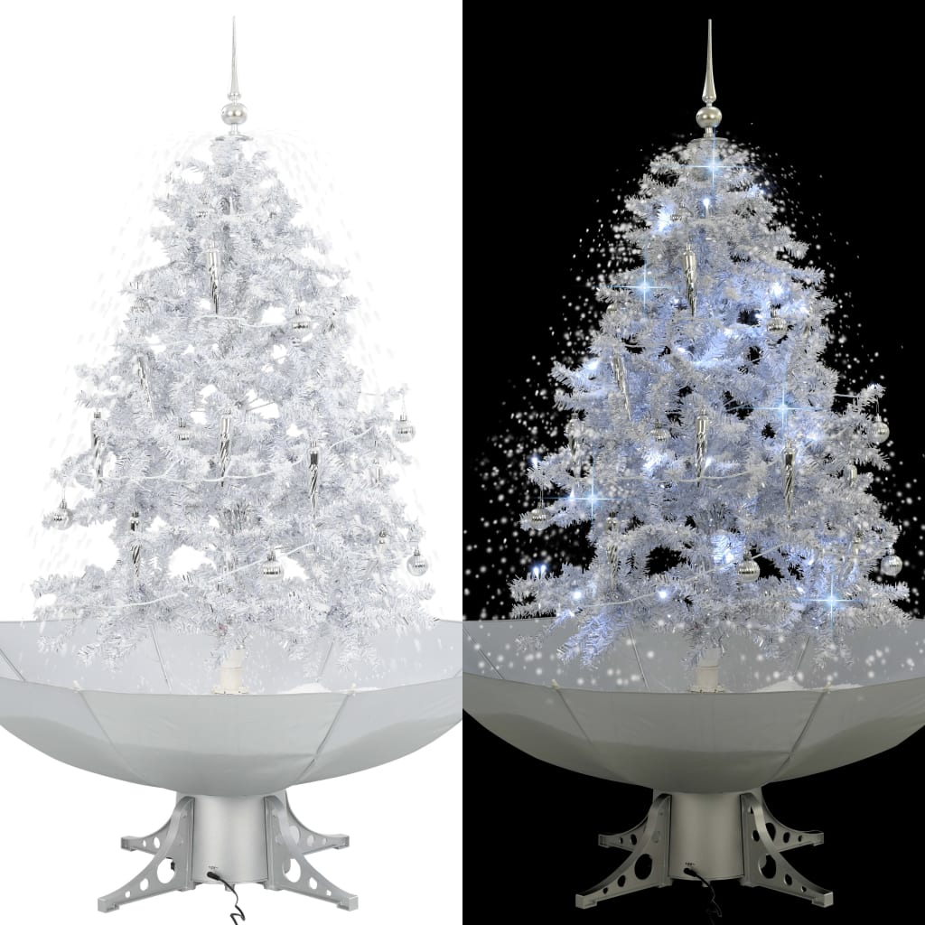 Vidaxl Nevando el árbol de Navidad con paraguas de 140 cm blanco