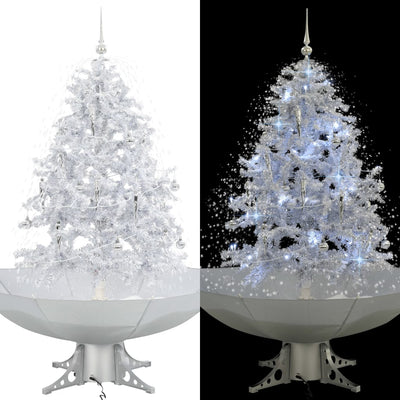 Vidaxl Nevando el árbol de Navidad con paraguas de 140 cm blanco