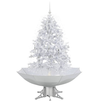 Vidaxl Nevando el árbol de Navidad con paraguas de 140 cm blanco
