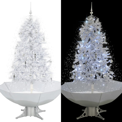 Vidaxl Nevando el árbol de Navidad con paraguas de 170 cm blanco