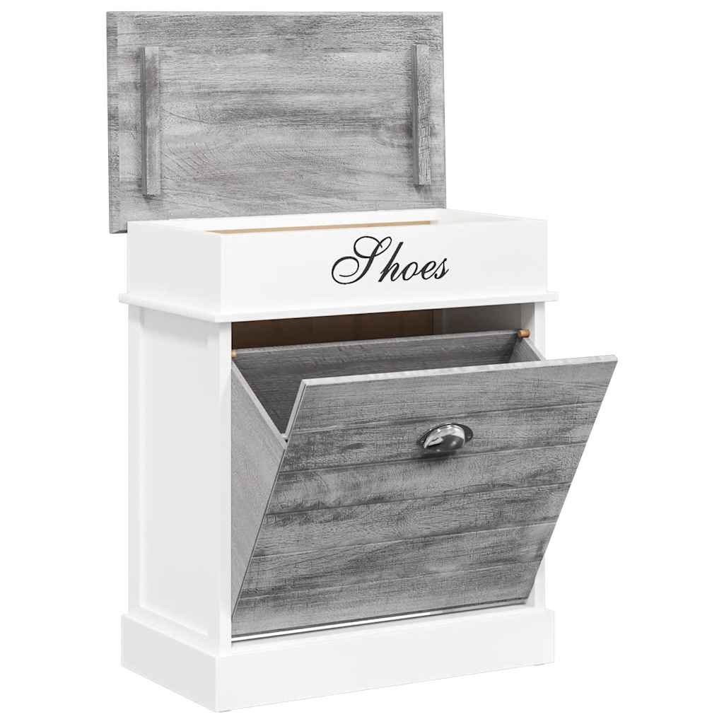 Gabinete de zapatos Vidaxl 50x28x58 cm Paulowniahout Gray