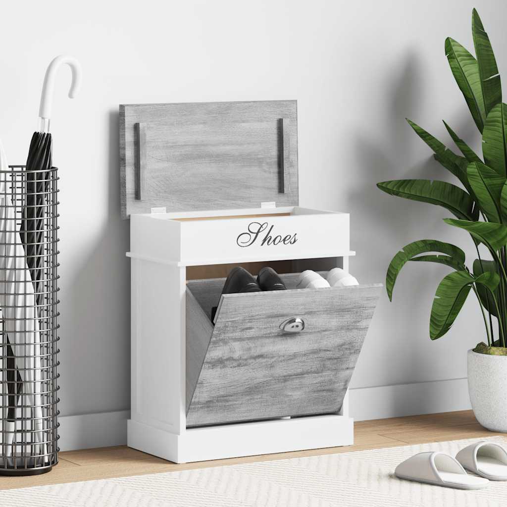 Gabinete de zapatos Vidaxl 50x28x58 cm Paulowniahout Gray