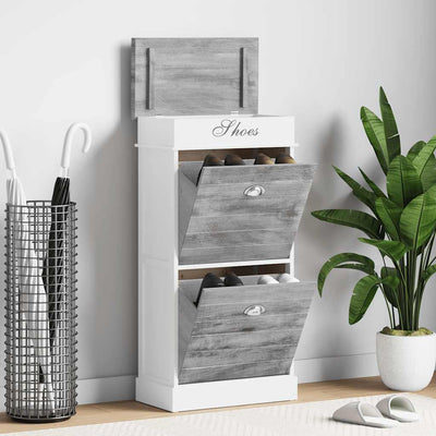 Gabinete de zapatos Vidaxl 50x28x98 cm Paulowniahout Gray