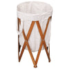 Vidaxl Lavandry Basket Plegable Wood and Tel Tel Cream