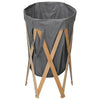 Vidaxl Lavandry Basket Legno pieghevole e tessuto grigio
