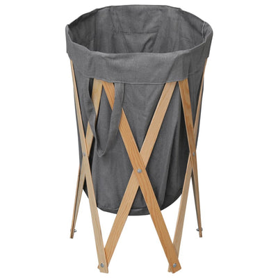 Vidaxl Lavandry Basket Legno pieghevole e tessuto grigio