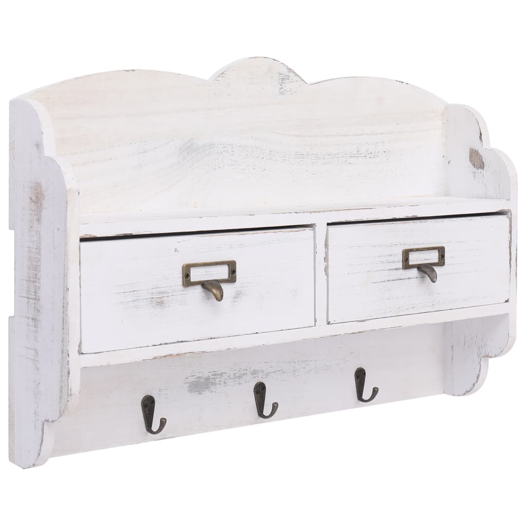 Vidaxl Wall Coat Rack 50x10x34 CM Wood White