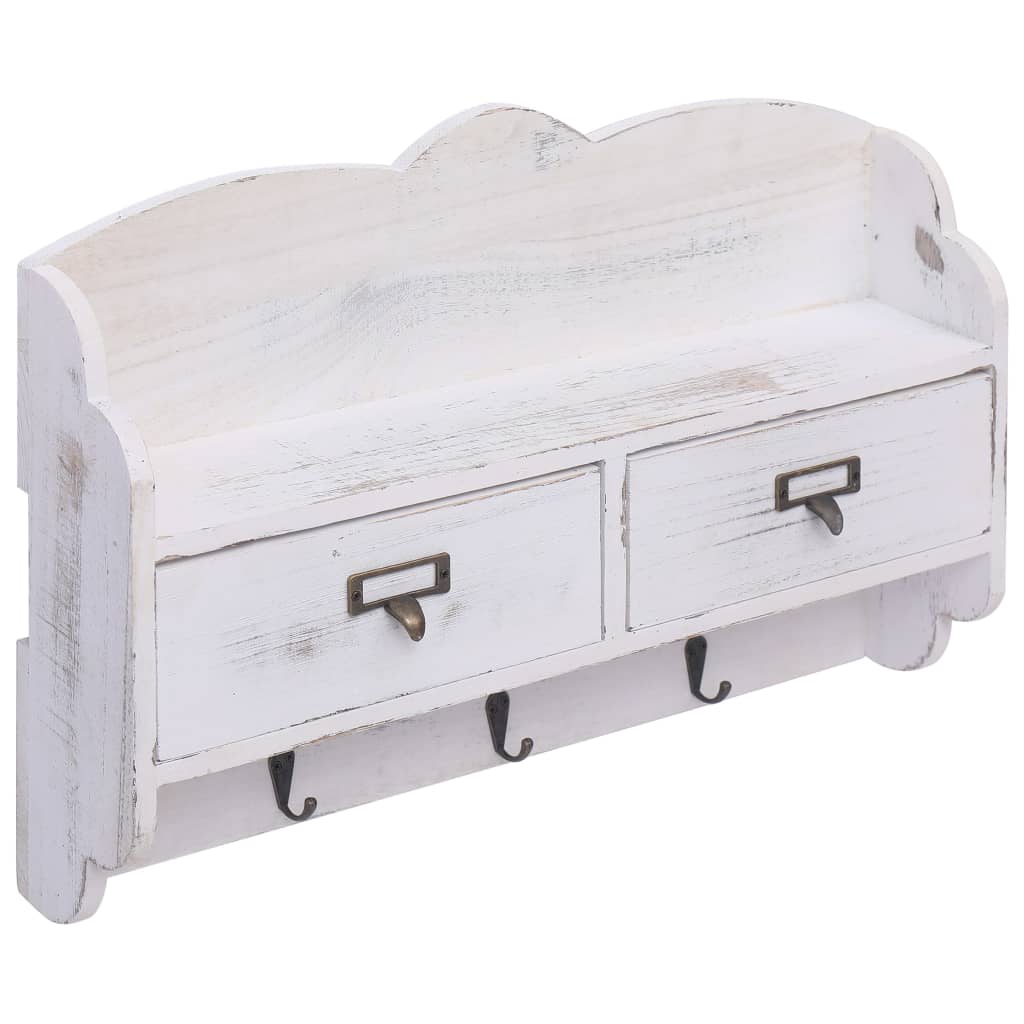 Vidaxl Wall Coat Rack 50x10x34 CM Wood White