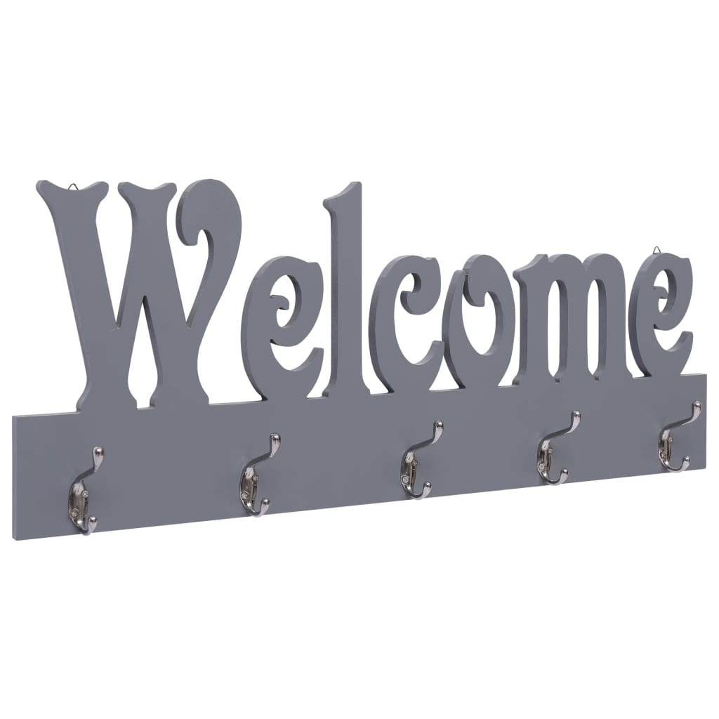 Vidaxl Wall Coat Rack benvenuto 74x29,5 cm grigio