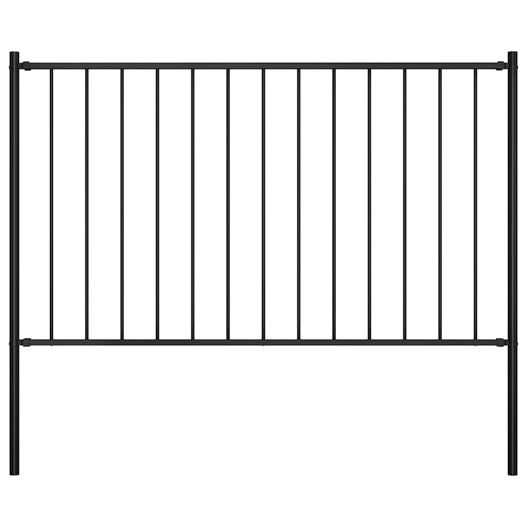 Panel Vidaxl HEK con postes de 1,7x1 m en polvo de acero con recubrimiento negro