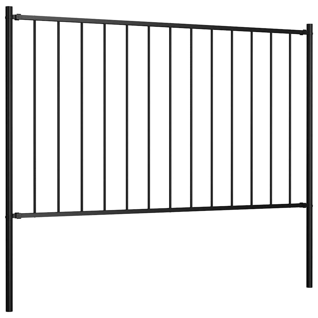 Panel Vidaxl HEK con postes de 1,7x1 m en polvo de acero con recubrimiento negro