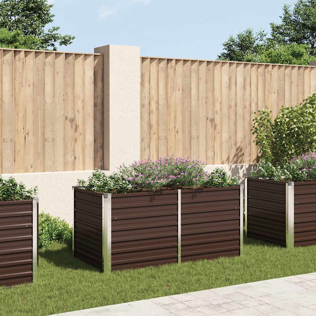 Plantador Vidaxl elevado 160x80x77 cm de acero galvanizado marrón