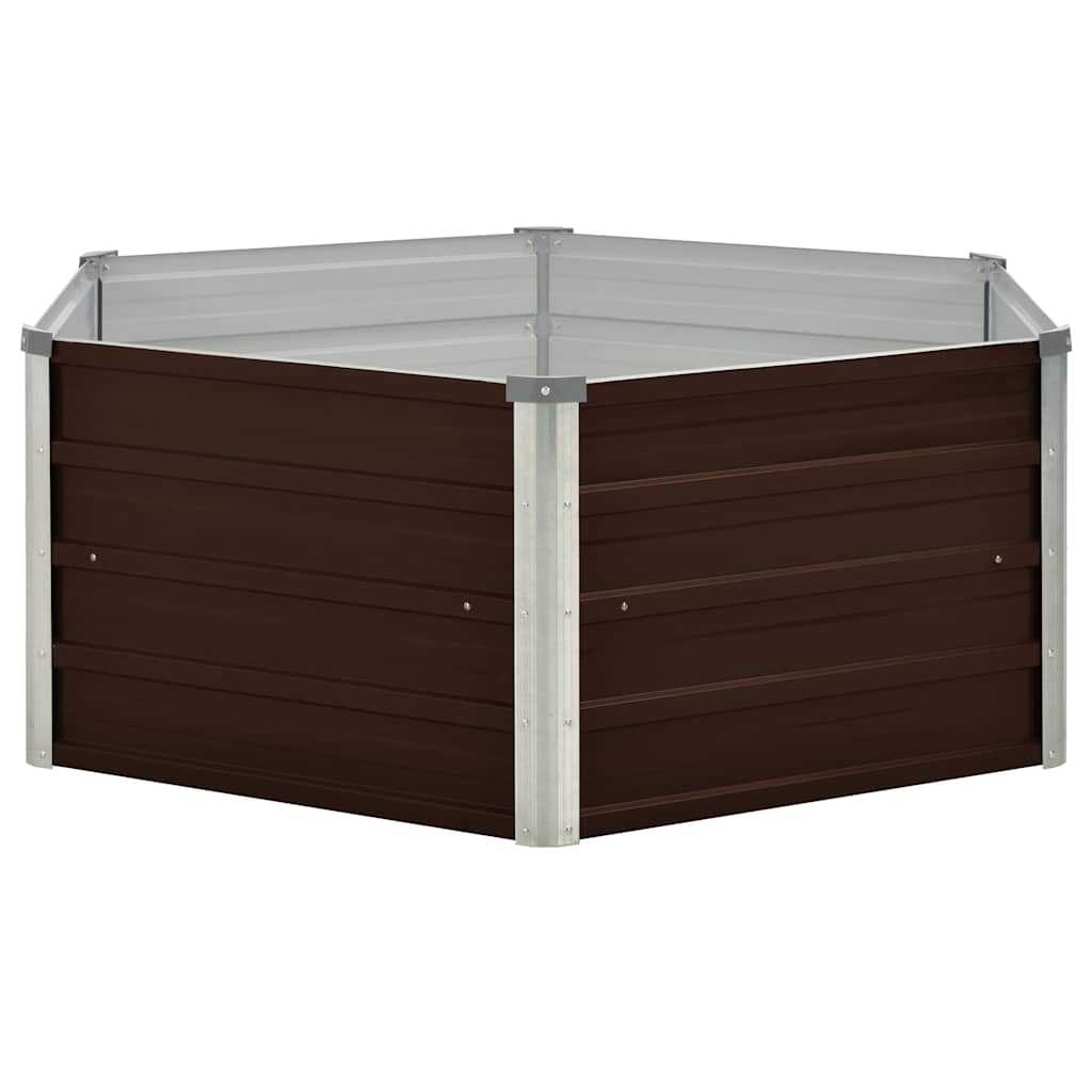 Plantador Vidaxl elevado 129x129x46 cm de acero galvanizado marrón