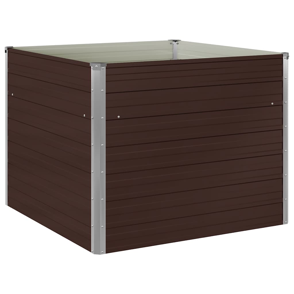 Plantador Vidaxl elevado 100x100x77 cm de acero galvanizado marrón