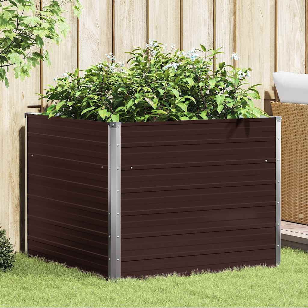 Plantador Vidaxl elevado 100x100x77 cm de acero galvanizado marrón