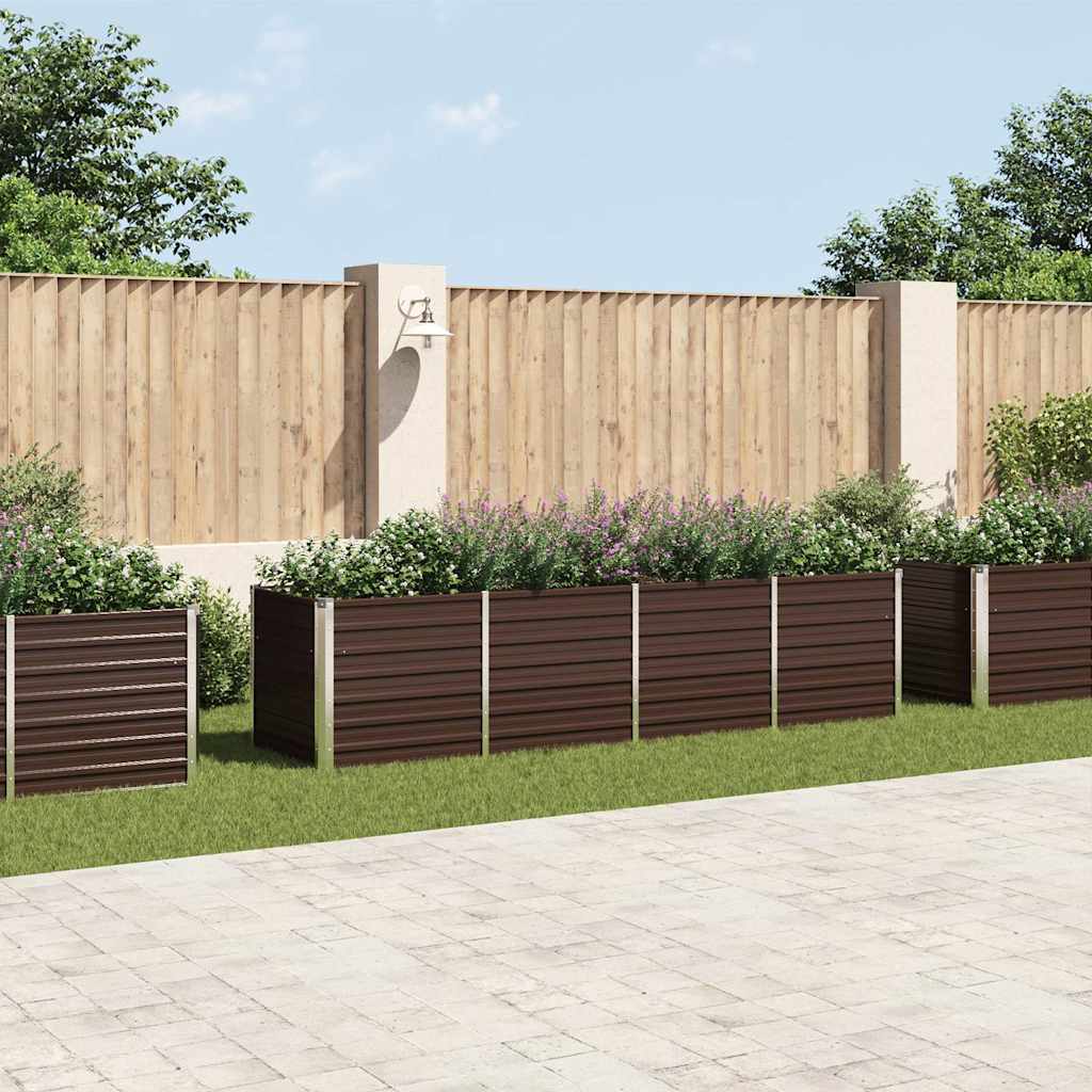 Plantador Vidaxl insertado 320x80x77 cm de acero galvanizado marrón