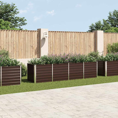 Plantador Vidaxl insertado 320x80x77 cm de acero galvanizado marrón