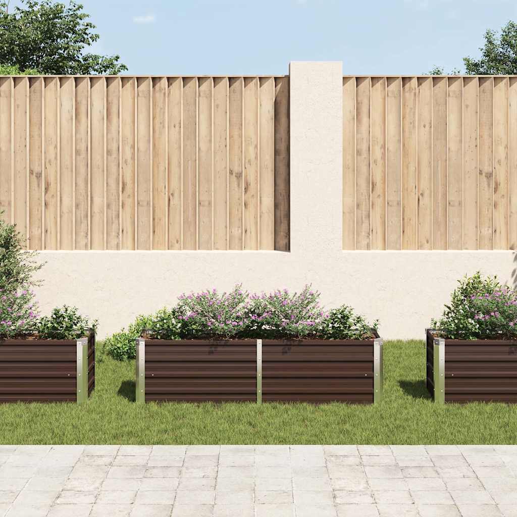 Plantador Vidaxl elevado 160x40x45 cm de acero galvanizado marrón