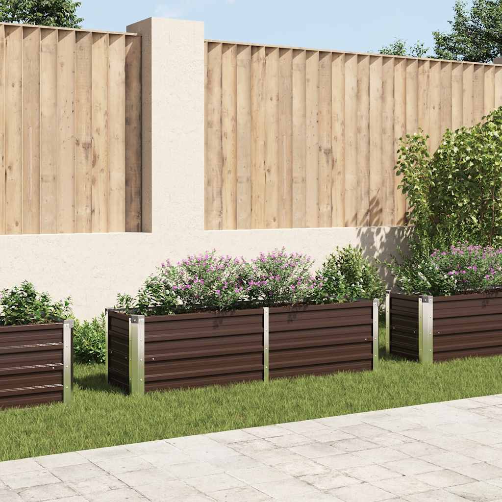 Plantador Vidaxl elevado 160x40x45 cm de acero galvanizado marrón