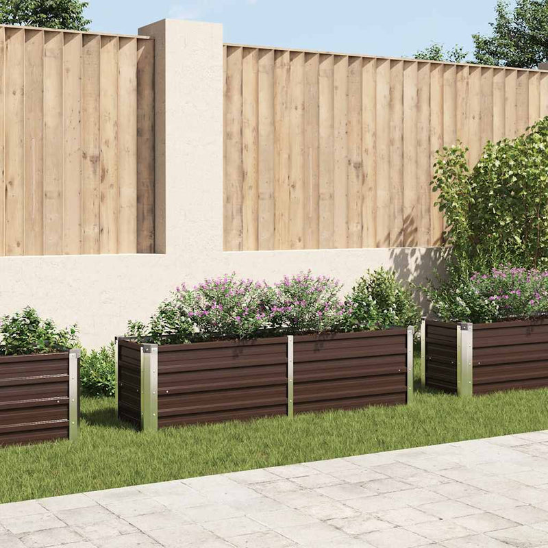 Plantador Vidaxl elevado 160x40x45 cm de acero galvanizado marrón