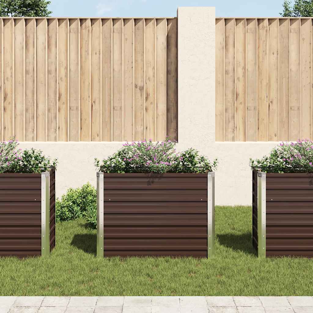 Plantador Vidaxl elevado 100x40x77 cm de acero galvanizado marrón