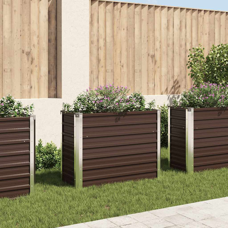 Plantador Vidaxl elevado 100x40x77 cm de acero galvanizado marrón