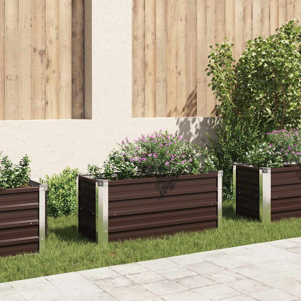 Plantador Vidaxl insertado 100x40x45 cm de acero galvanizado marrón