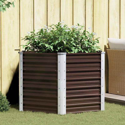 Vidaxl plantenbak verhoogd 129x129x77 cm gegalvaniseerd staal bruin