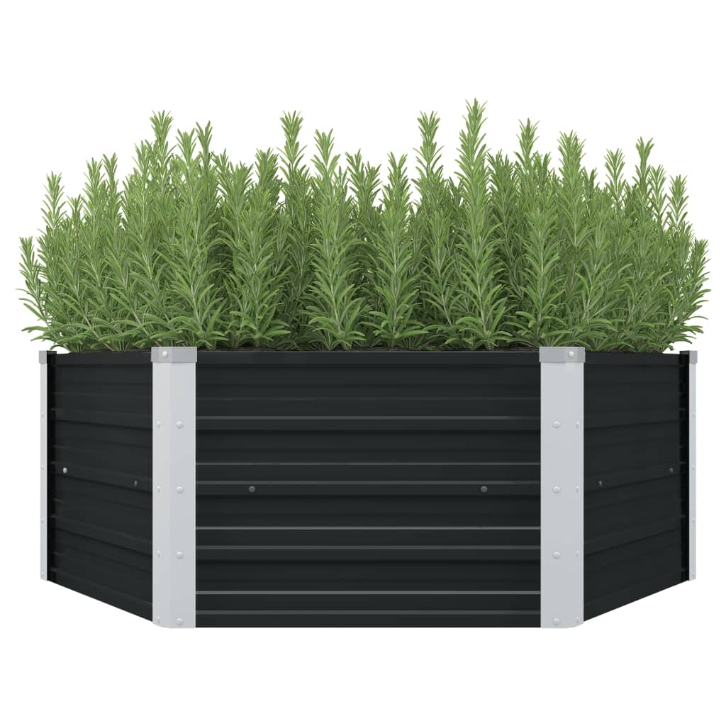 Plantador Vidaxl elevado 129x129x45 cm de acero galvanizado antracita