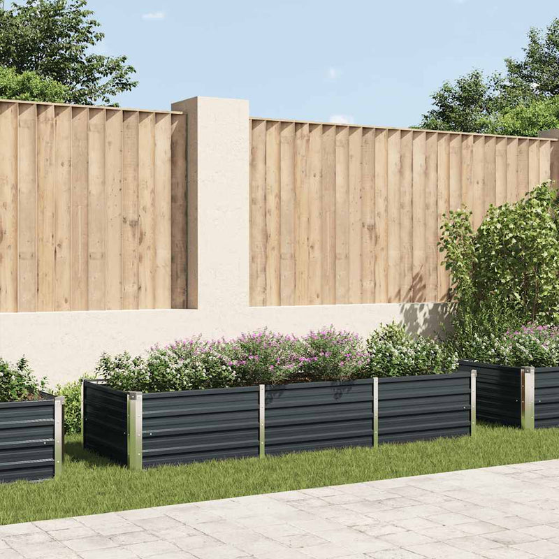 Plantador Vidaxl elevado 240x80x45 cm de acero galvanizado antracita