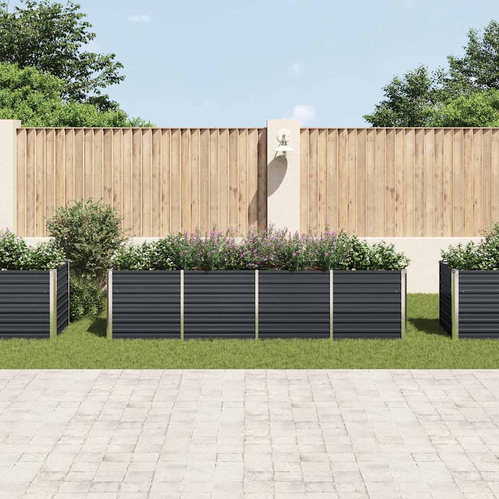 Plantador Vidaxl elevado 320x80x77 cm de acero galvanizado antracita