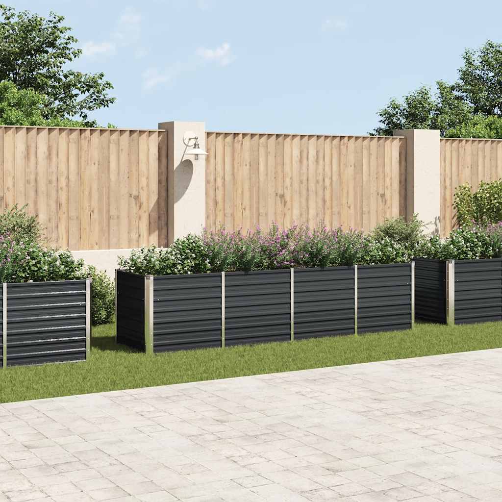 Plantador Vidaxl elevado 320x80x77 cm de acero galvanizado antracita