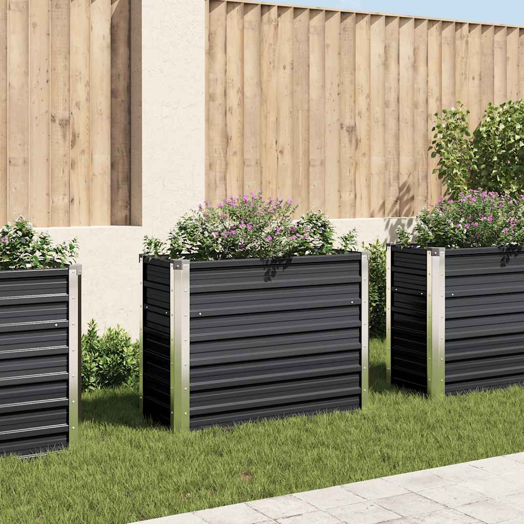 Plantador Vidaxl elevado 100x40x77 cm de acero galvanizado antracita