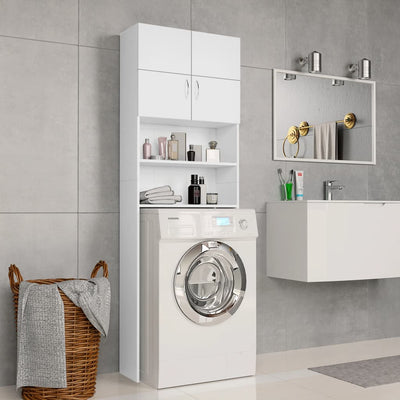 Vidaxl Washing Machine Cabinet 64x25.5x190 cm Bianco in legno elaborato