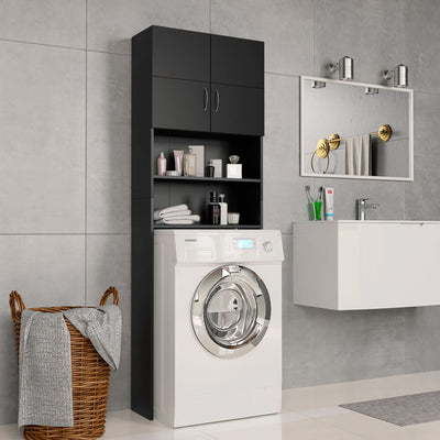 Gabinete de lavadora Vidaxl 64x25.5x190 cm de madera procesada negra