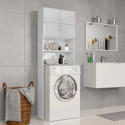 Gabinete de lavadora Vidaxl 64x25.5x190 cm de alto brillo blanco