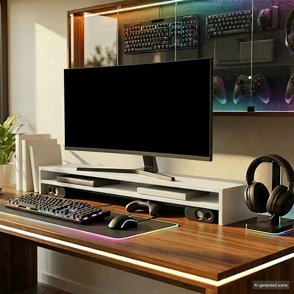 Vidaxl Monitor Standard 100x24x13 cm de madera procesada blanca