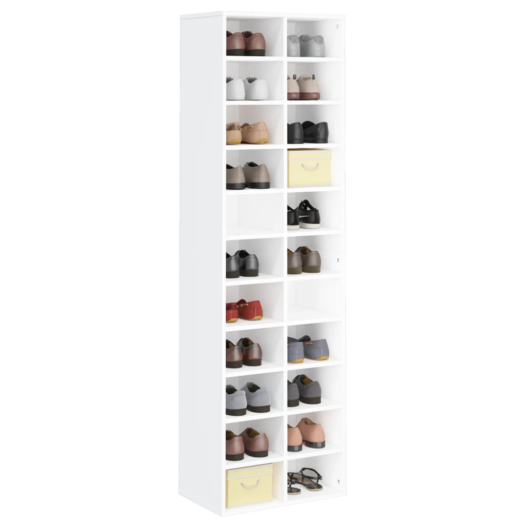 Gabinete de zapatos Vidaxl 54x34x183 cm de madera procesada blanca