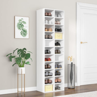 Vidaxl Cabinet da scarpe 54x34x183 cm Bianco in legno elaborato