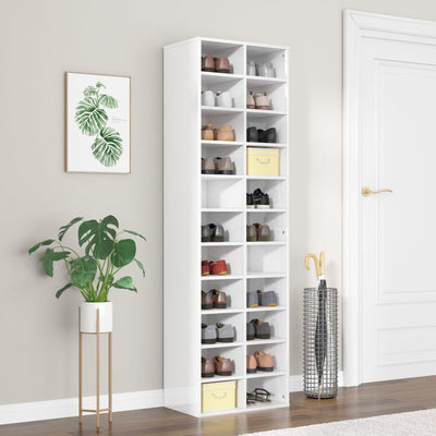 Vidaxl Cabinet da scarpe 54x34x183 cm Chipboard Alto bianco