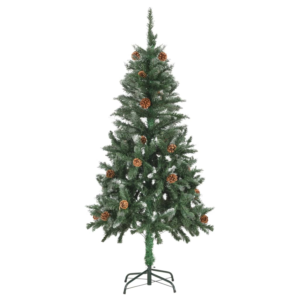 Vidaxl Kunstkerstboom con coni di pino e glitter bianchi 150 cm