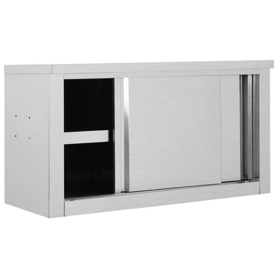 Armadia da parete da cucina Vidaxl con porte scorrevoli 90x40x50 cm in acciaio inossidabile