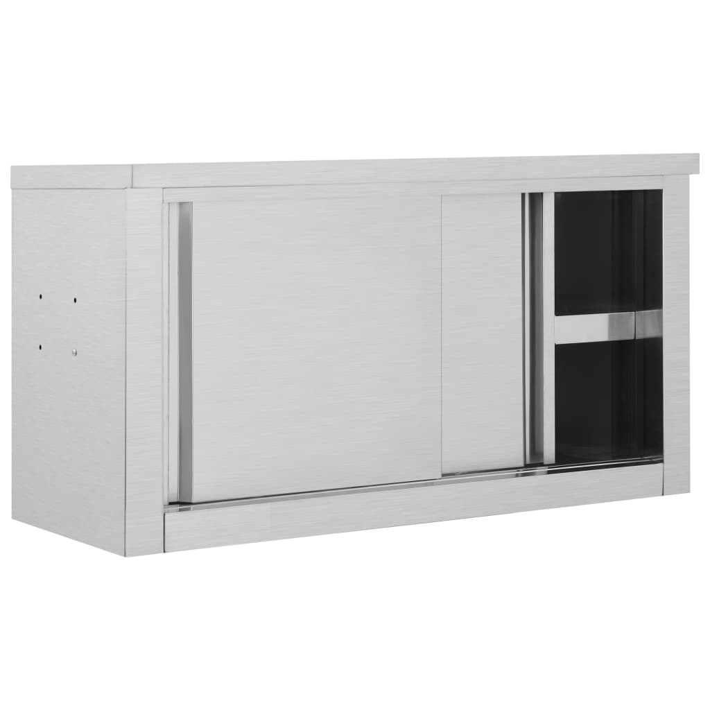 Armario de pared de cocina Vidaxl con puertas correderas de acero inoxidable de 90x40x50 cm