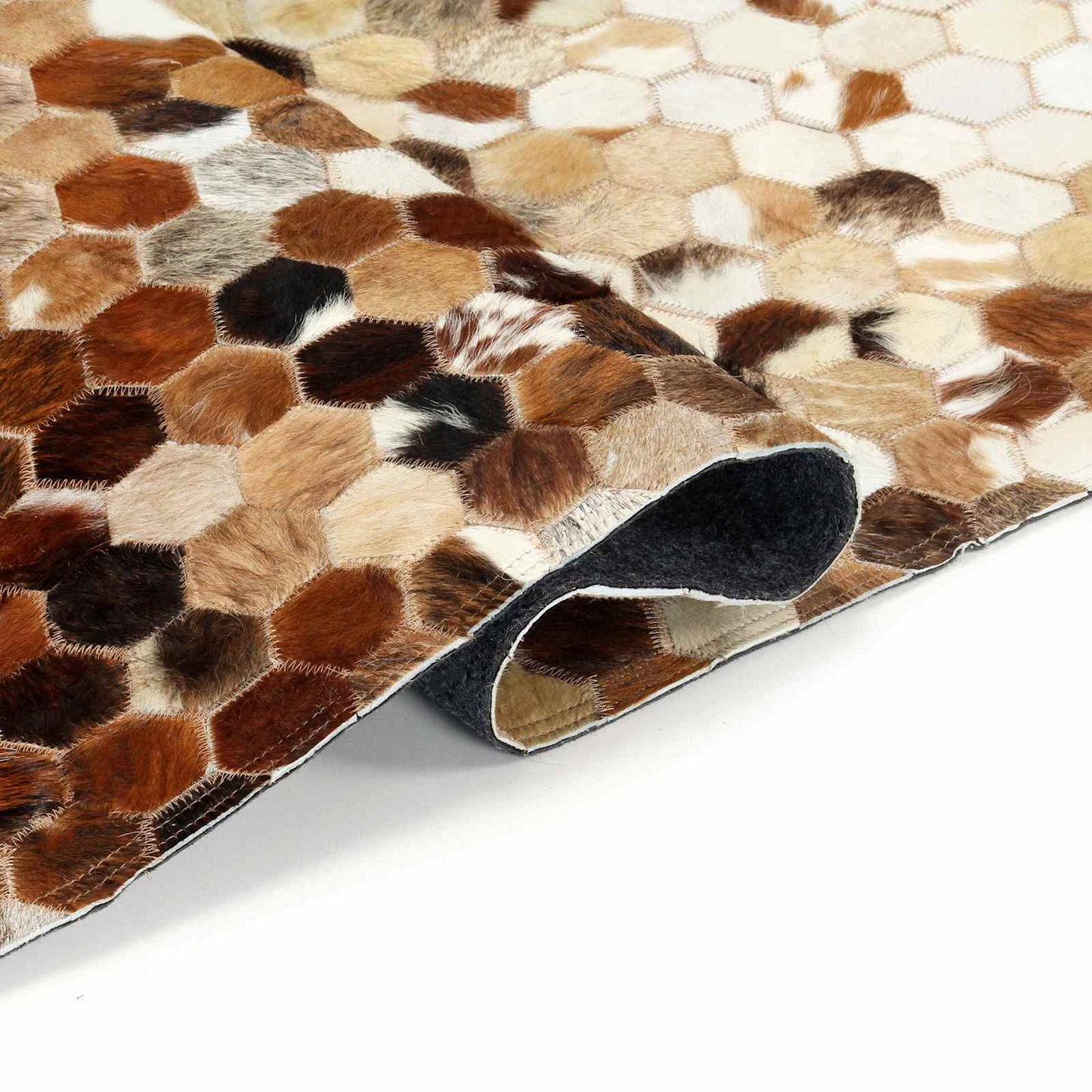 VidaXL tappeto in pelle patchwork vacchetta marrone 170 x 120 cm in pelle