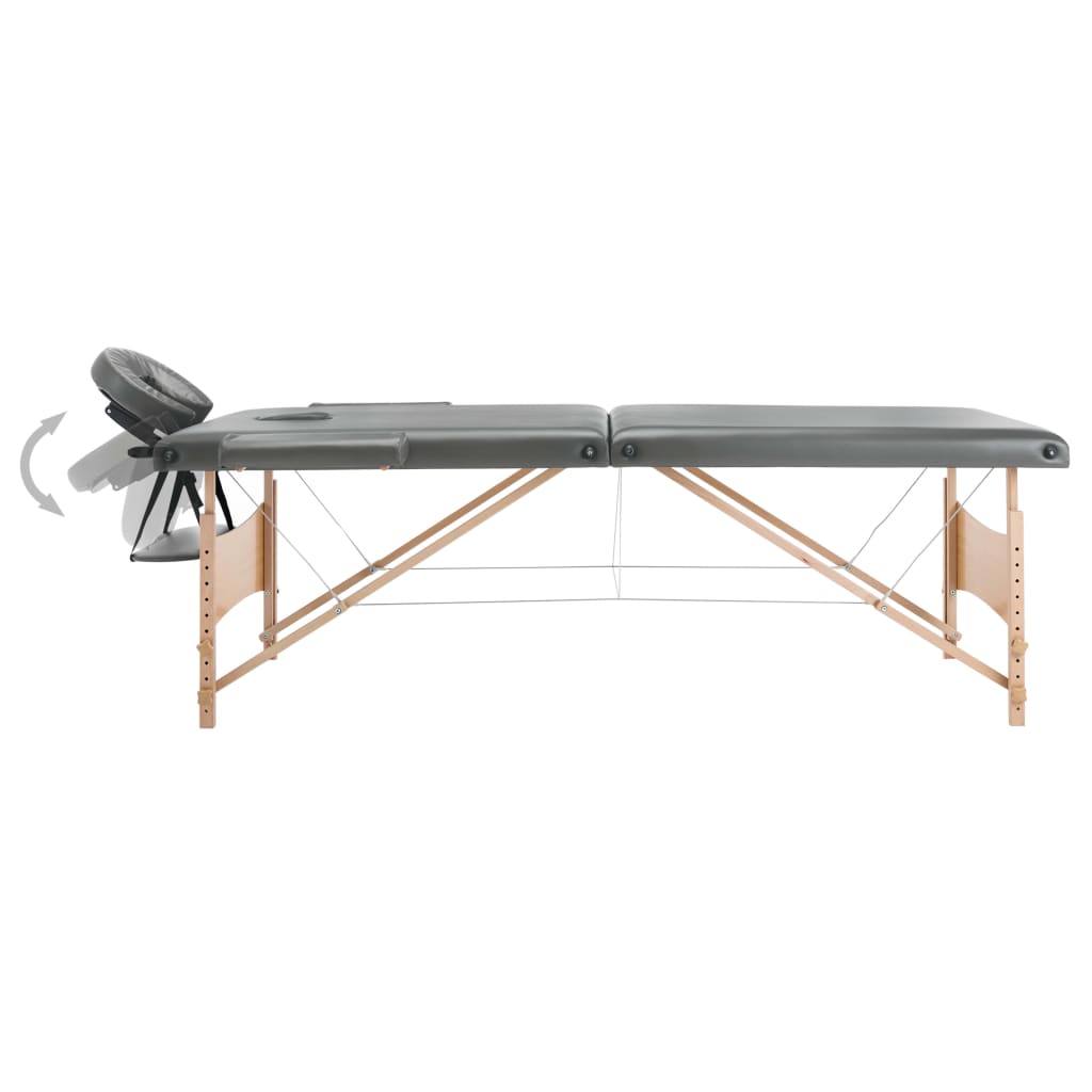 Mesa de masaje Vidaxl con 2 zonas de 186x68 cm marco de madera antracita