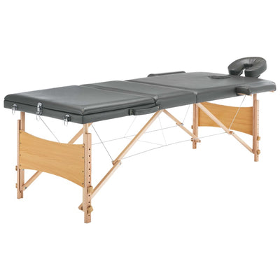 Tavolo da massaggio Vidaxl con 3 zone 186x68 cm antracite in legno