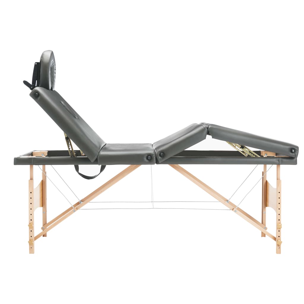 Tavolo da massaggio Vidaxl con 4 zone 186x68 cm antracite in legno