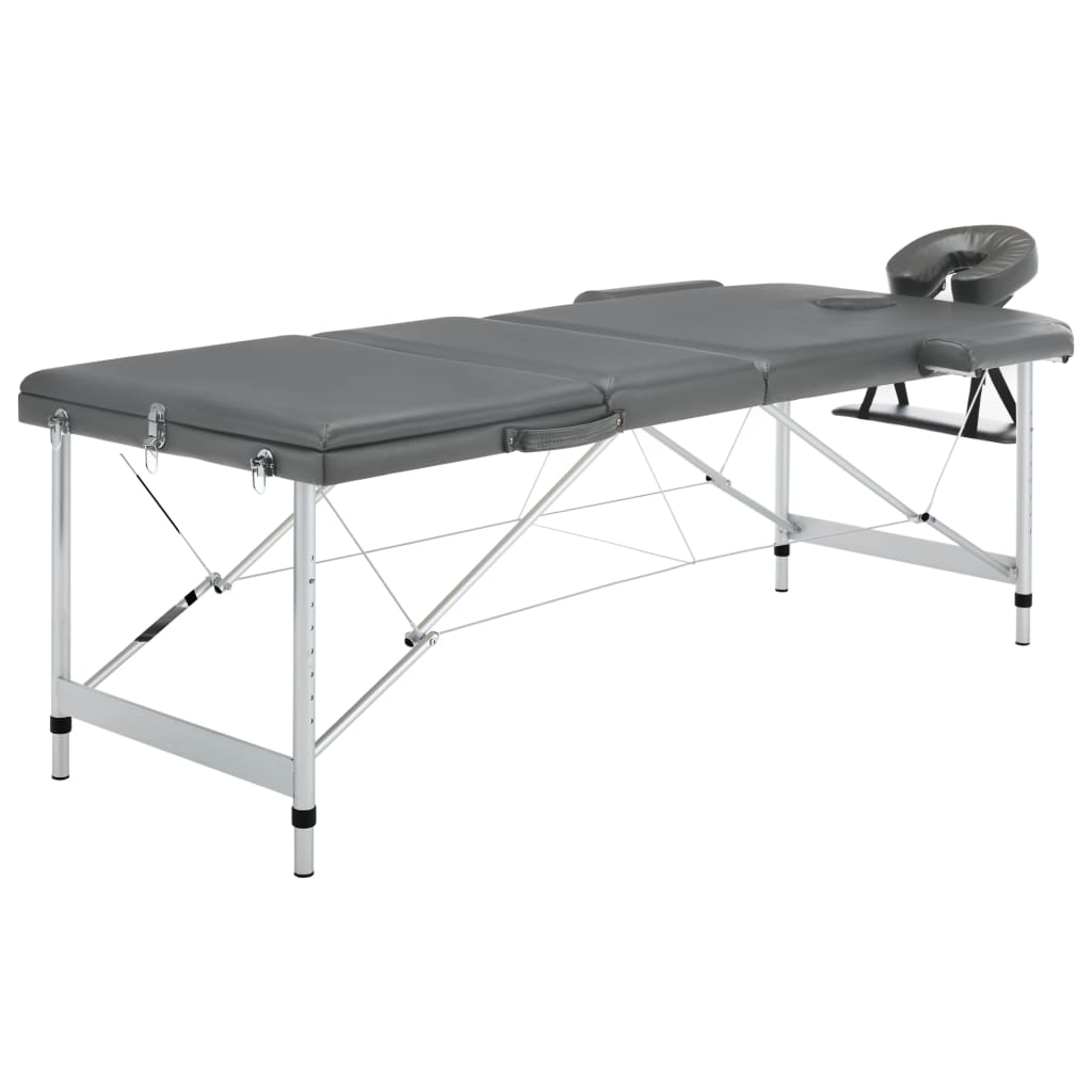 Mesa de masaje Vidaxl con 3 zonas 186x68 cm Marco de aluminio antracita